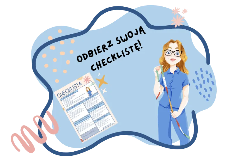 Odbierz swoją checklistę — ilustracja z checklistą i Emilią